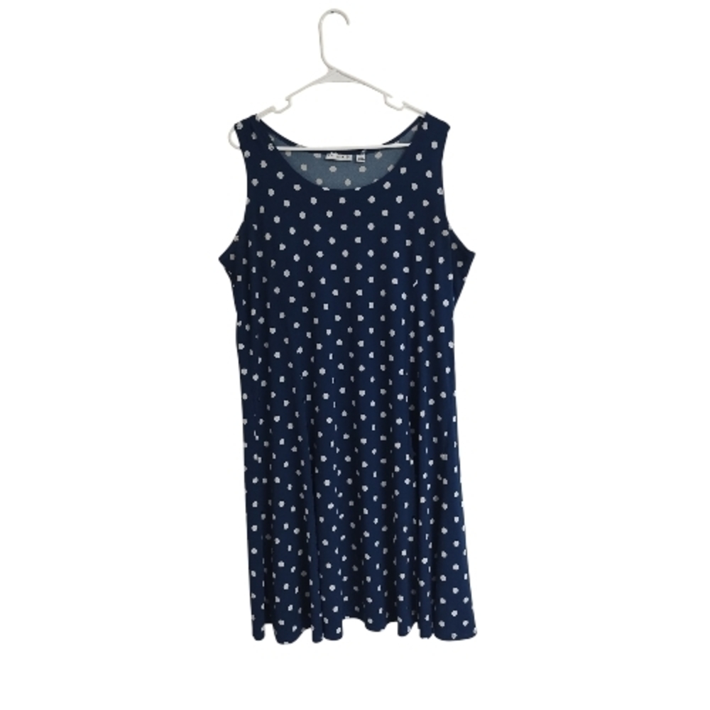 Susan Graver Navy Blue Polka Dot Dress